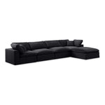 Comfy 158" Velvet Upholstered 5pc. Modular Sectional in Black