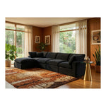 Comfy 158" Velvet Upholstered 5pc. Modular Sectional in Black