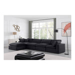 Comfy 158" Velvet Upholstered 5pc. Modular Sectional in Black