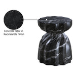 Caserta Marble Finish Concrete Indoor / Outdoor End Table in Black