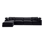 Comfy 158" Velvet Upholstered 5pc. Modular Sectional in Black