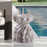 Caserta Marble Finish Concrete Indoor / Outdoor End Table in Brown
