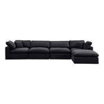 Comfy 158" Velvet Upholstered 5pc. Modular Sectional in Black