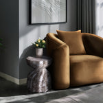 Caserta Marble Finish Concrete Indoor / Outdoor End Table in Brown