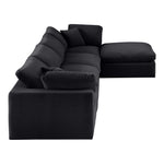 Comfy 158" Velvet Upholstered 5pc. Modular Sectional in Black