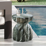Caserta Marble Finish Concrete Indoor / Outdoor End Table in Green
