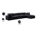 Comfy 158" Velvet Upholstered 5pc. Modular Sectional in Black