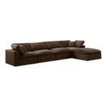 Comfy 158" Velvet Upholstered 5pc. Modular Sectional in Brown