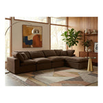 Comfy 158" Velvet Upholstered 5pc. Modular Sectional in Brown