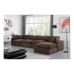 Comfy 158" Velvet Upholstered 5pc. Modular Sectional in Brown