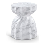 Caserta Marble Finish Concrete Indoor / Outdoor End Table in White