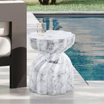 Caserta Marble Finish Concrete Indoor / Outdoor End Table in White
