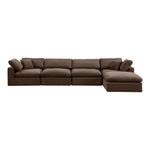 Comfy 158" Velvet Upholstered 5pc. Modular Sectional in Brown