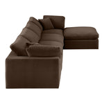 Comfy 158" Velvet Upholstered 5pc. Modular Sectional in Brown
