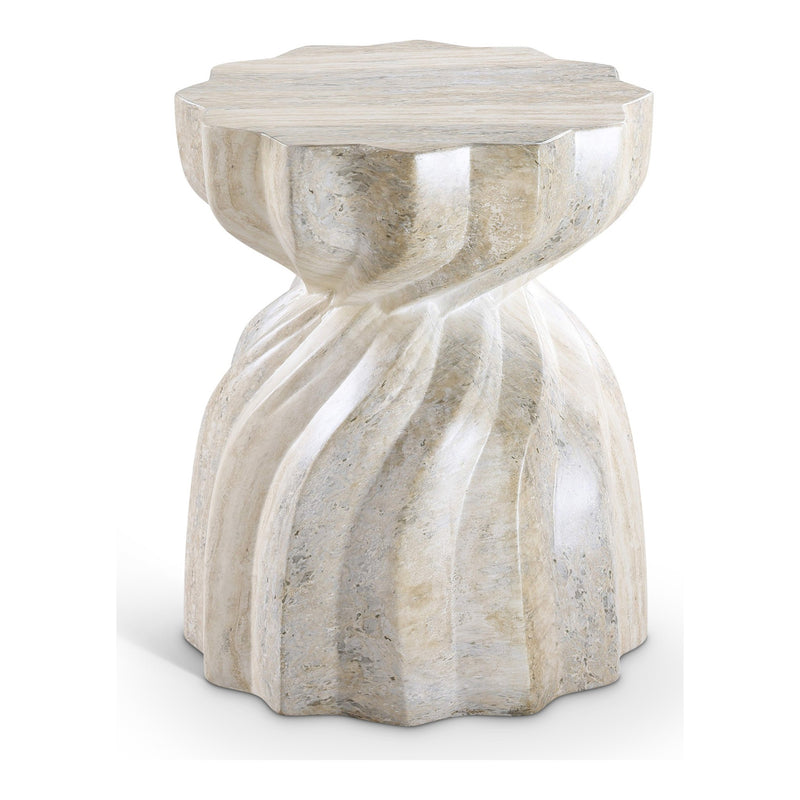 Caserta Travertine Finish Concrete Indoor / Outdoor End Table in Natural