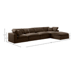 Comfy 158" Velvet Upholstered 5pc. Modular Sectional in Brown