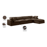 Comfy 158" Velvet Upholstered 5pc. Modular Sectional in Brown
