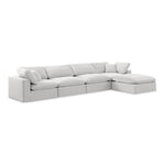 Comfy 158" Velvet Upholstered 5pc. Modular Sectional in Cream
