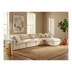 Comfy 158" Velvet Upholstered 5pc. Modular Sectional in Cream
