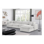 Comfy 158" Velvet Upholstered 5pc. Modular Sectional in Cream
