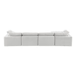 Comfy 158" Velvet Upholstered 5pc. Modular Sectional in Cream