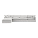 Comfy 158" Velvet Upholstered 5pc. Modular Sectional in Cream
