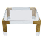 Casper Square Glass Top, Acrylic And Metal Base Coffee Table in Gold