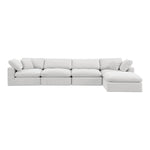Comfy 158" Velvet Upholstered 5pc. Modular Sectional in Cream