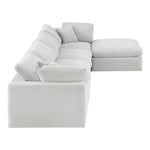 Comfy 158" Velvet Upholstered 5pc. Modular Sectional in Cream