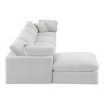 Comfy 158" Velvet Upholstered 5pc. Modular Sectional in Cream