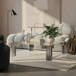 Casper Square Glass Top, Acrylic And Metal Base Coffee Table in Chrome