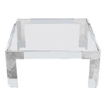 Casper Square Glass Top, Acrylic And Metal Base Coffee Table in Chrome