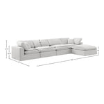 Comfy 158" Velvet Upholstered 5pc. Modular Sectional in Cream