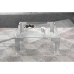 Casper Square Glass Top, Acrylic And Metal Base Coffee Table in Chrome