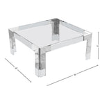 Casper Square Glass Top, Acrylic And Metal Base Coffee Table in Chrome