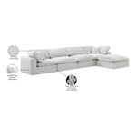Comfy 158" Velvet Upholstered 5pc. Modular Sectional in Cream