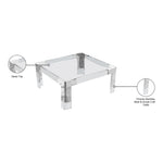 Casper Square Glass Top, Acrylic And Metal Base Coffee Table in Chrome