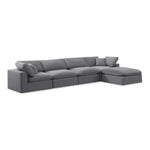 Comfy 158" Velvet Upholstered 5pc. Modular Sectional in Grey