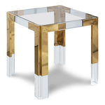 Casper Glass Top, Acrylic And Metal Base End / Side Table in Gold