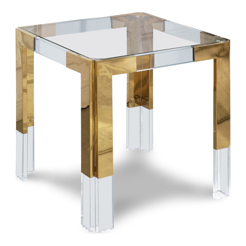 Casper Glass Top, Acrylic And Metal Base End / Side Table in Gold