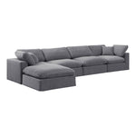 Comfy 158" Velvet Upholstered 5pc. Modular Sectional in Grey