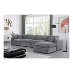 Comfy 158" Velvet Upholstered 5pc. Modular Sectional in Grey