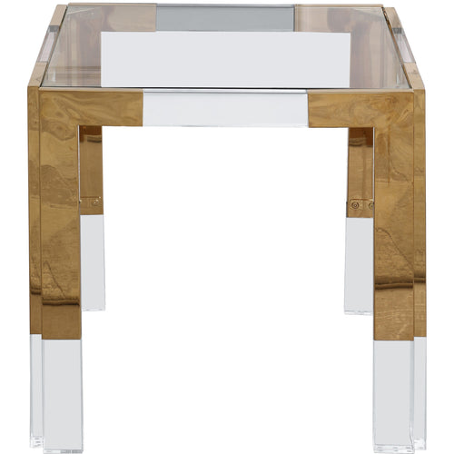 Casper Glass Top, Acrylic And Metal Base End / Side Table in Gold