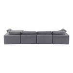 Comfy 158" Velvet Upholstered 5pc. Modular Sectional in Grey