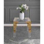 Casper Glass Top, Acrylic And Metal Base End / Side Table in Gold