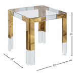 Casper Glass Top, Acrylic And Metal Base End / Side Table in Gold
