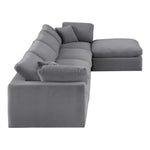Comfy 158" Velvet Upholstered 5pc. Modular Sectional in Grey