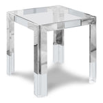 Casper Glass Top, Acrylic And Metal Base End / Side Table in Chrome