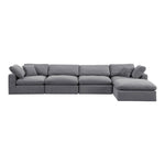 Comfy 158" Velvet Upholstered 5pc. Modular Sectional in Grey