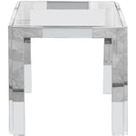 Casper Glass Top, Acrylic And Metal Base End / Side Table in Chrome